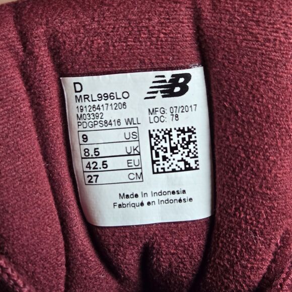 NEW New Balance 996 Mens Size 9 D Lifestyle Running Shoes MRL996LO Red Suede - Picture 10 of 11